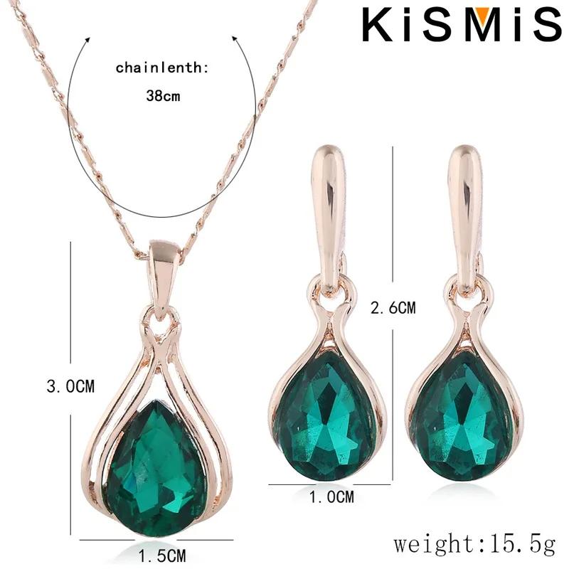 Luxury Women Water Drop Necklace Earring Jewelry Sets Fashion Party Accessories 3 Piece Set