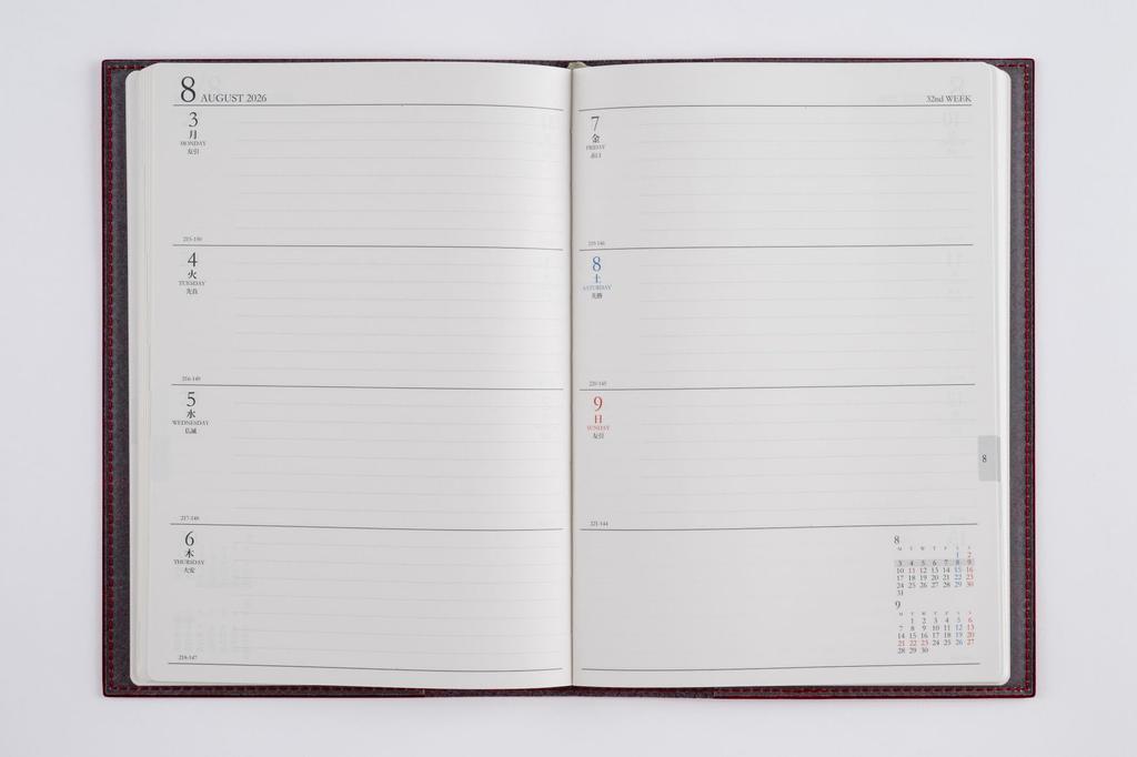 Takahashi 2026 A5 Weekly Desk Casual 432 December Diary, 2, Red, No. (Starts 2025)