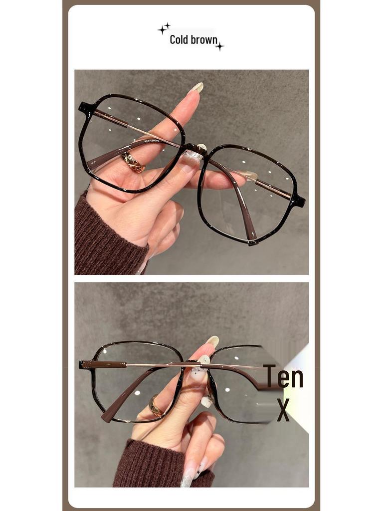Ultralight Myopia Glasses for Women: Korean Style, Trendy, Anti-Blue Light, No Makeup, Round Face, Prescription Compatible.