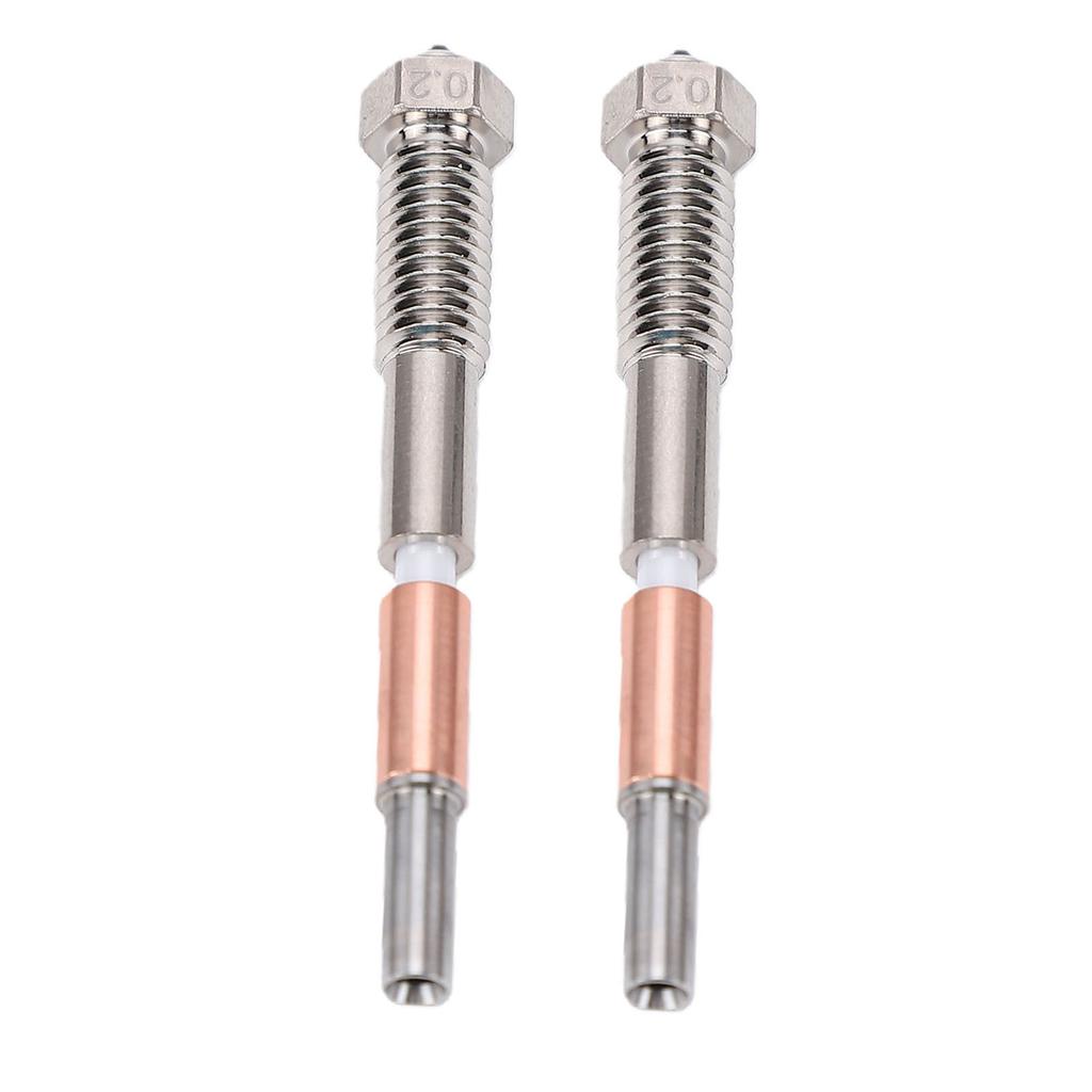 2PCS Bimetal Nozzle Replacement for QIDI Q2 Q2C 3D Printer 0.2mm Hardened Steel Tip High Temperature 370 degrees C