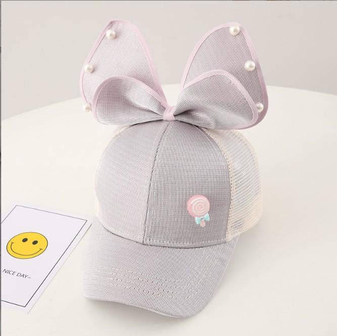 Spring and summer sunscreen parent-child fashion cute bow cap children's hat baseball net hat sun hat