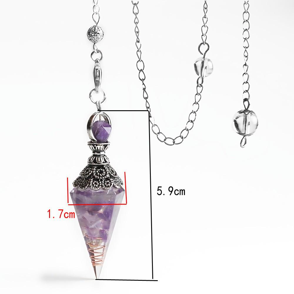 Amethyst Aquamarine Seven Chakra Resin Gemstone Pendant Hexagonal Cone Pendulum