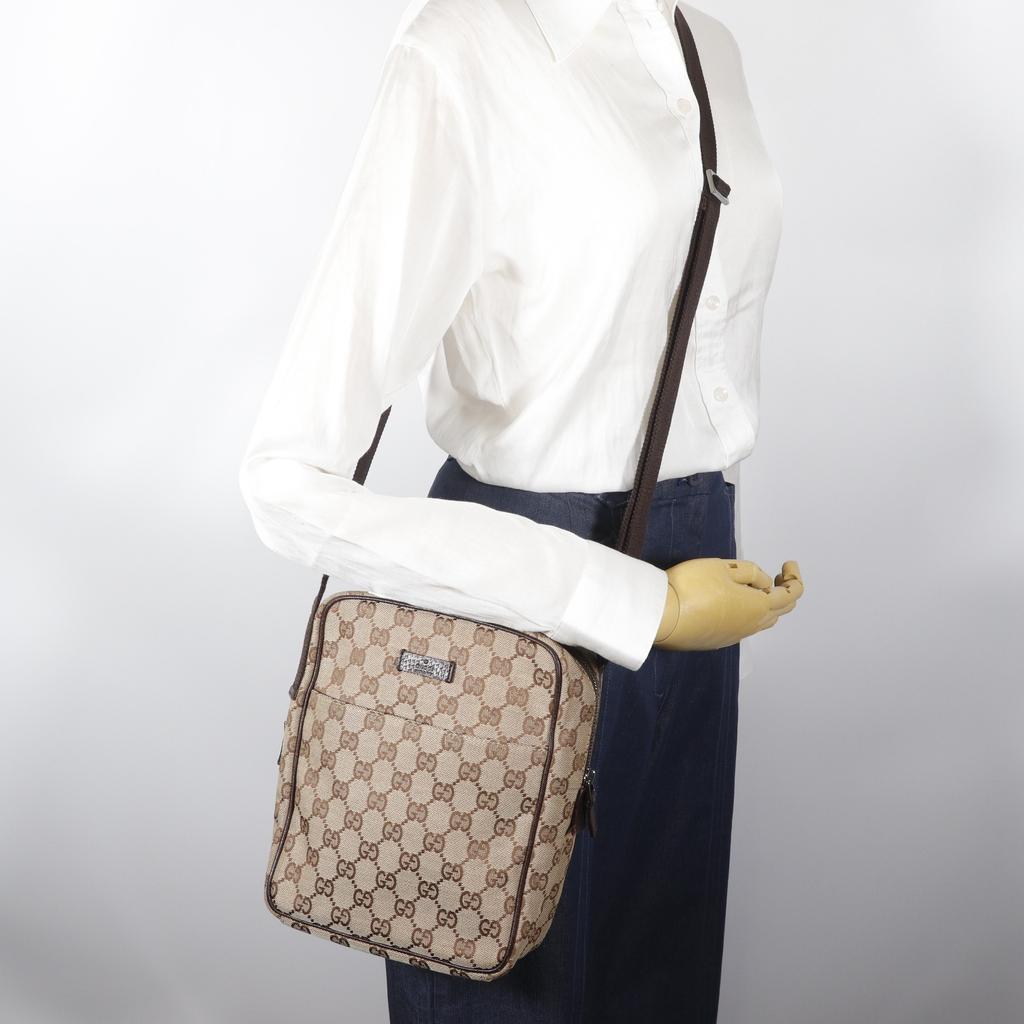 GUCCI Shoulder Bag 122759 Brown GG canvas unisex Used
