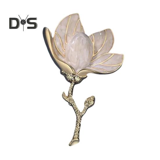 

Брошь «Цветок магнолии» для женщин, эмалированный сплав, цветок, булавка на лацкан для курток, платьев, пальто, шляп, аксессуаров белый
