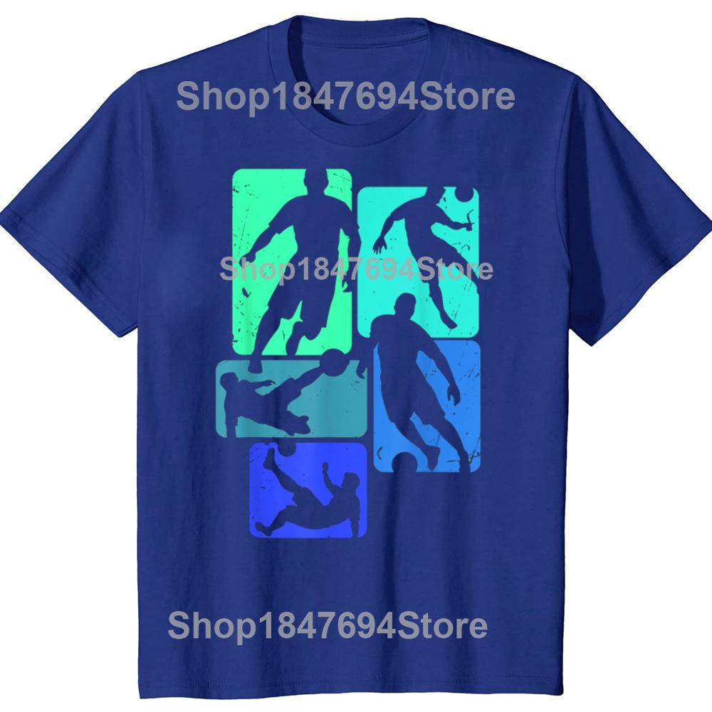 Funny Soccer Player Retro Boys Graphic T-shirts Tshirt Men Women's Fashion Casual Oversized 100% Cotton Sports T Shirt