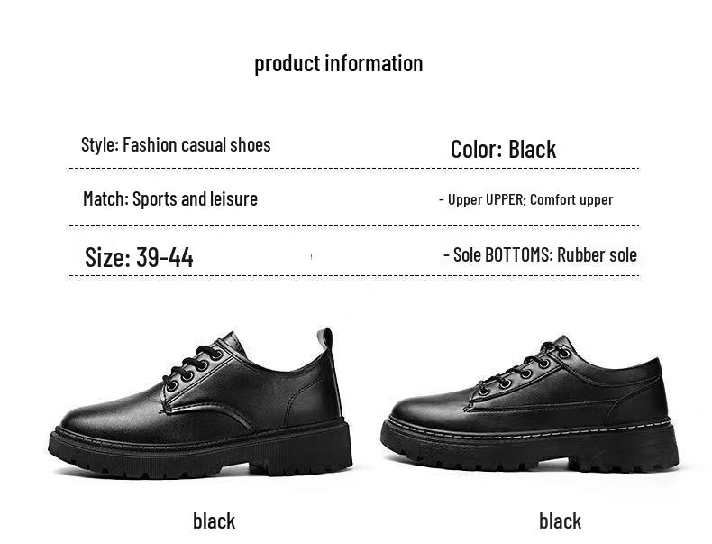 Men's British Style Leather Business & Casual Shoes - Thick Sole, Trendy, Versatile Lace-up for Work or Student Wear