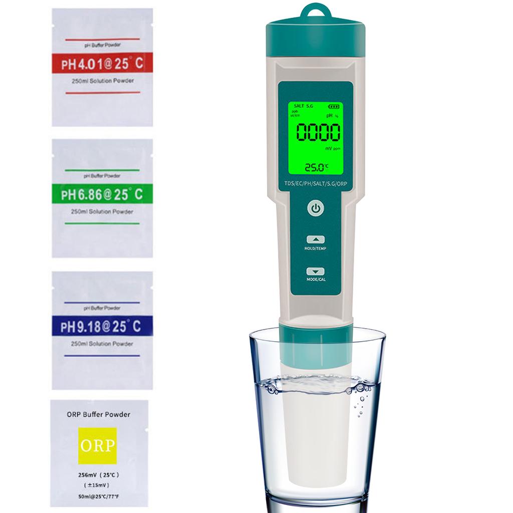 Digital PH Meter 7 In 1 PH/ORP/EC/TEMP/SALT/S.G/TDS Water Quality Tester High Precision Water Purity Tester for Drinking Water