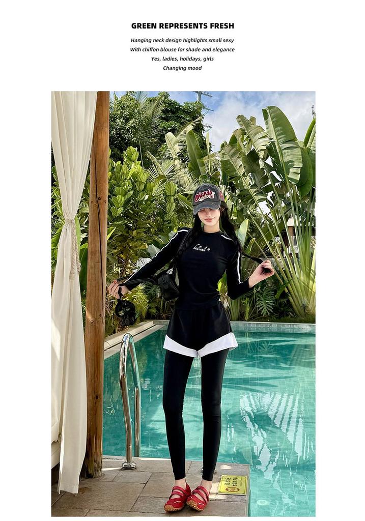 Women's Two-Piece Scuba Suit: Long Sleeve & Pants, Sun Protection, Quick Dry, Slim Fit, Surfing & Snorkeling Swimwear.