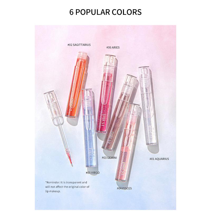 QIBEST Watery Lip Gloss Mirror Glass Lip Glaze Hydratační vyživující vodnatý lesk na rty Transparentní lesk na rty neblednoucí