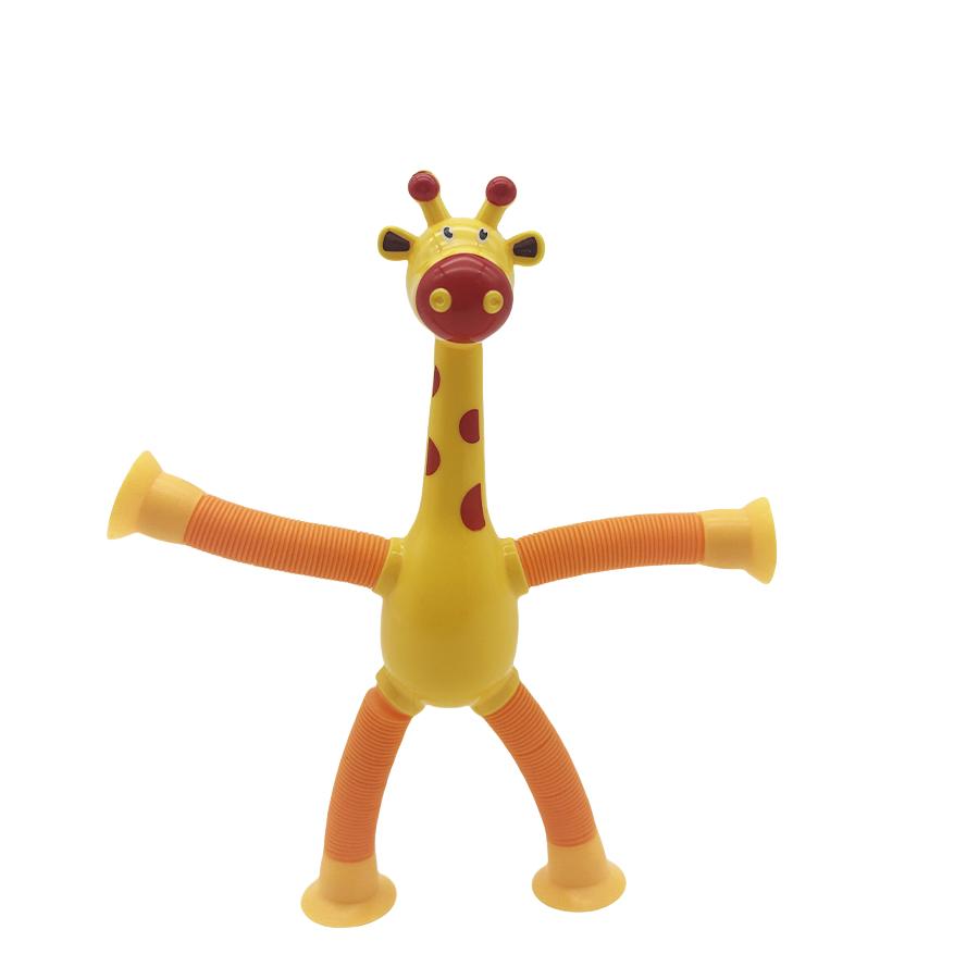 Kinderen Zuignap Giraffe Speelgoed Pop Tubes Stressverlichting Telescopisch Giraffe Speelgoed Sensorisch Balg Speelgoed Anti-stress Knijpspeelgoed geel
