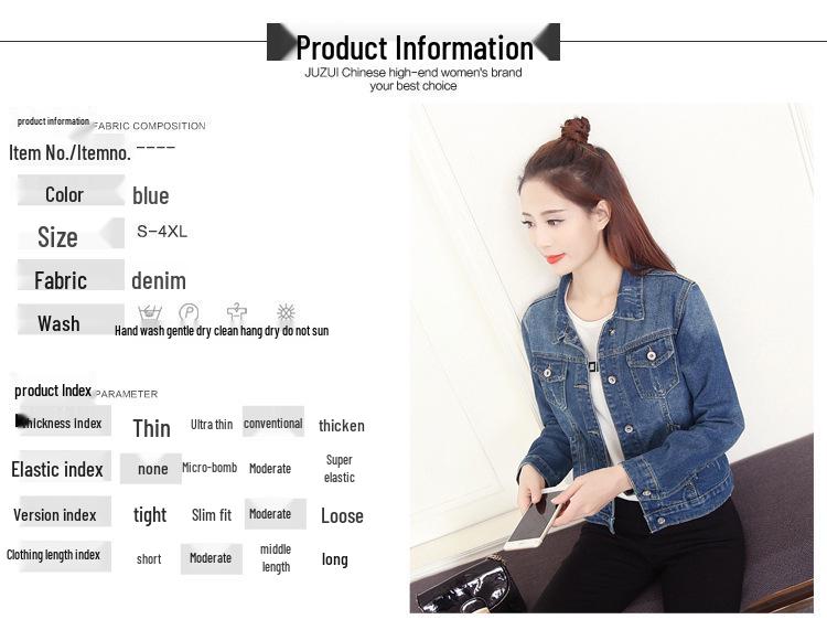 Plus Size Women's Denim Jacket: 2026 Spring/Autumn Slimming, Versatile, Loose Fit Short Top