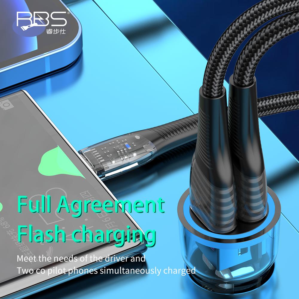 

100W Car Charger USB Quick Charge Transparent Case for iPhone 15 14 13 12 Xiaomi Poco Samsung Fast Charger Charging As Show