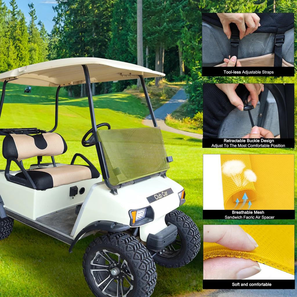 Fashion Cushion Cover Golf Cart Accessories Seat Cover Set Heat Washable Polyester Mesh Cloth for Club Car /EZGO / Yamaha