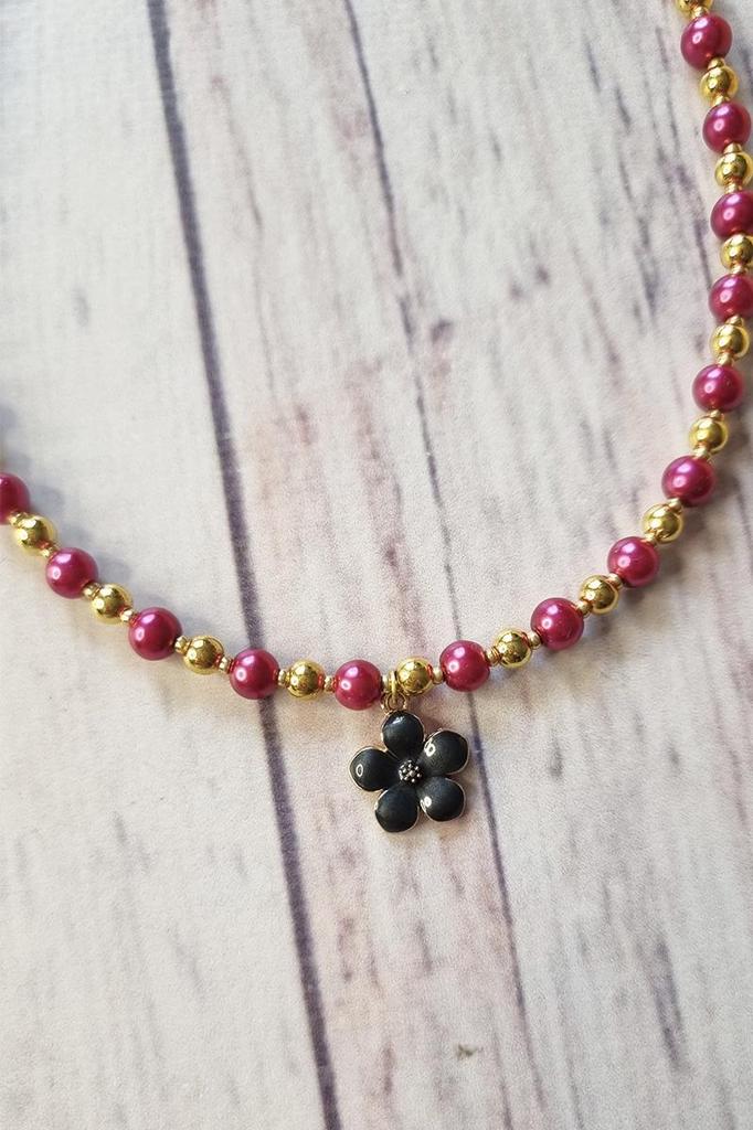Handmade Choker Necklace with Flower Pendant