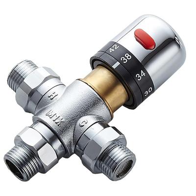For Stable Temperature Control Copper Thermostatic Mixing Valve for Hot Cold Water with G12 Inlets and Anti Block