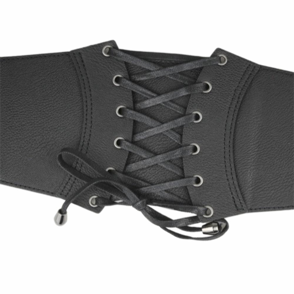 Solid Color PU Leather Corset Spicy Girl Western Cowboy Belt Gothic Wide Belt  Ladies