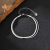 Hip Hop Double Layer Stainless Steel Bracelet, Silver Color Layered Snake Chain Bracelet for Men, Fashion Waterproof Jewelry