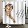 Funny Cat Shower Curtain Cartoon Cute Cats Dog Kids Shower Curtain for Bathroom Waterproof Polyester Home Decor Shower Curtains