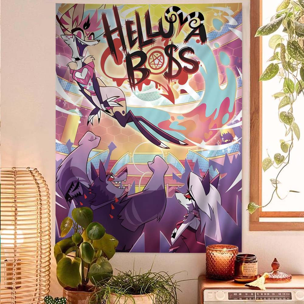 HHazbin HHotel Anime Character Alastor Cartoon Tapestry Hippie Flower Wall Carpets Dorm Decor Art Home Decor