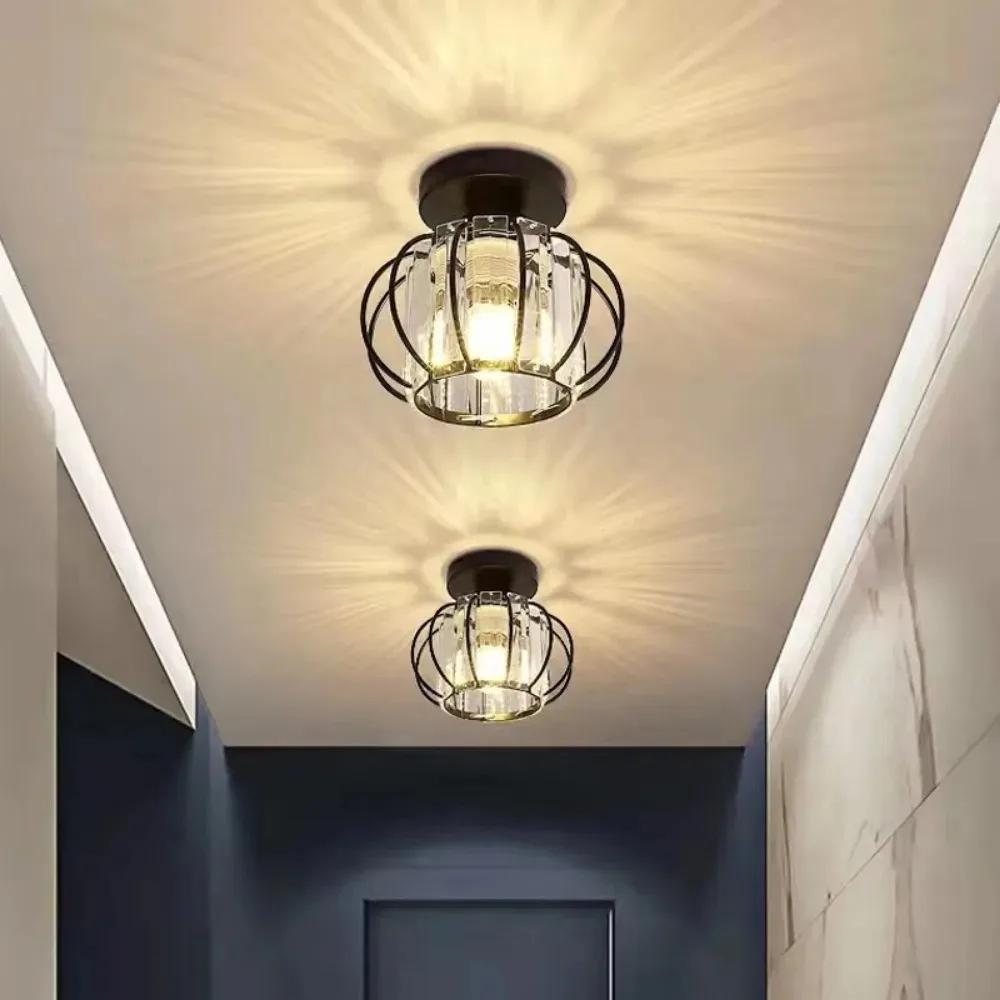 Modern Ceiling Light Semi Recessed Ceiling Fixture Chrome Finish for Bedroom Bathroom Hallway Closet Silver