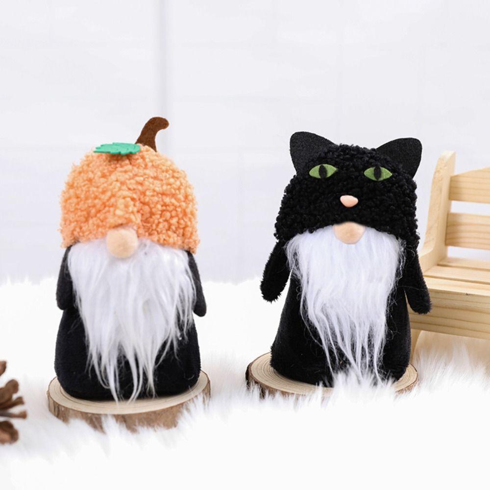 Cute Fall Gnome Figurines Pumpkin Black Cat Swedish Elf Dwarf Fashion Ornaments Exquisite Creative Faceless Old Man Christmas
