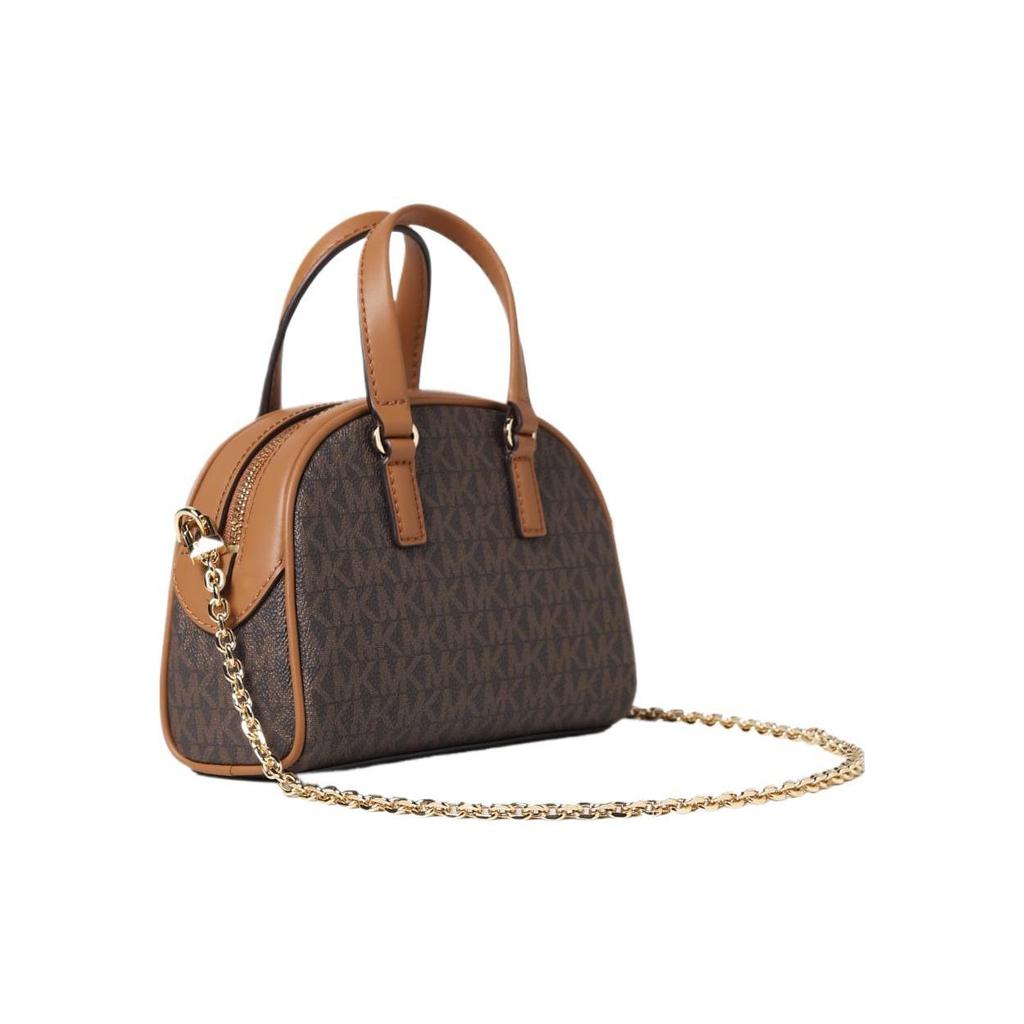 Michael Kors Bolsa de Bowling, Bolsa de Mão, Bolsa de Ombro, Bolsa Transversal Feminina em Couro Sintético com Couro de Vaca Cor Marrom Escuro 32F3G6WC0B-252