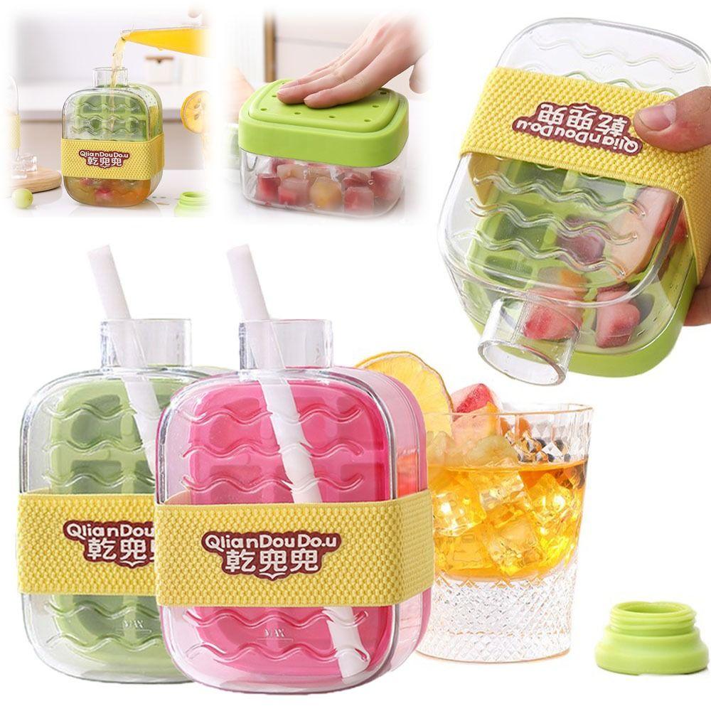 

Water Injection Ice Tray Mold Food Grade Silicone Ice Cube Tray 2in1 Ice Cube Straw Cups Outdoor зелений