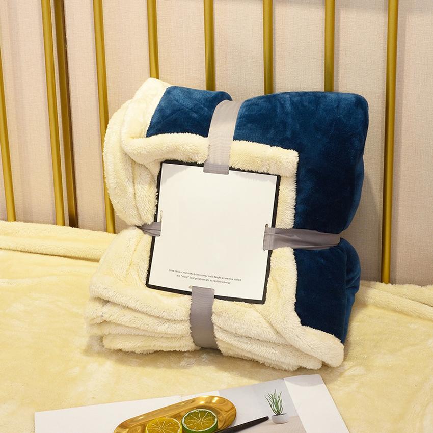 Double Thicken Lamb Cashmere Blanket 150x200cm Solid Color Bedroom School Travel Home Super Soft Fabric for Queen Bed Sofa
