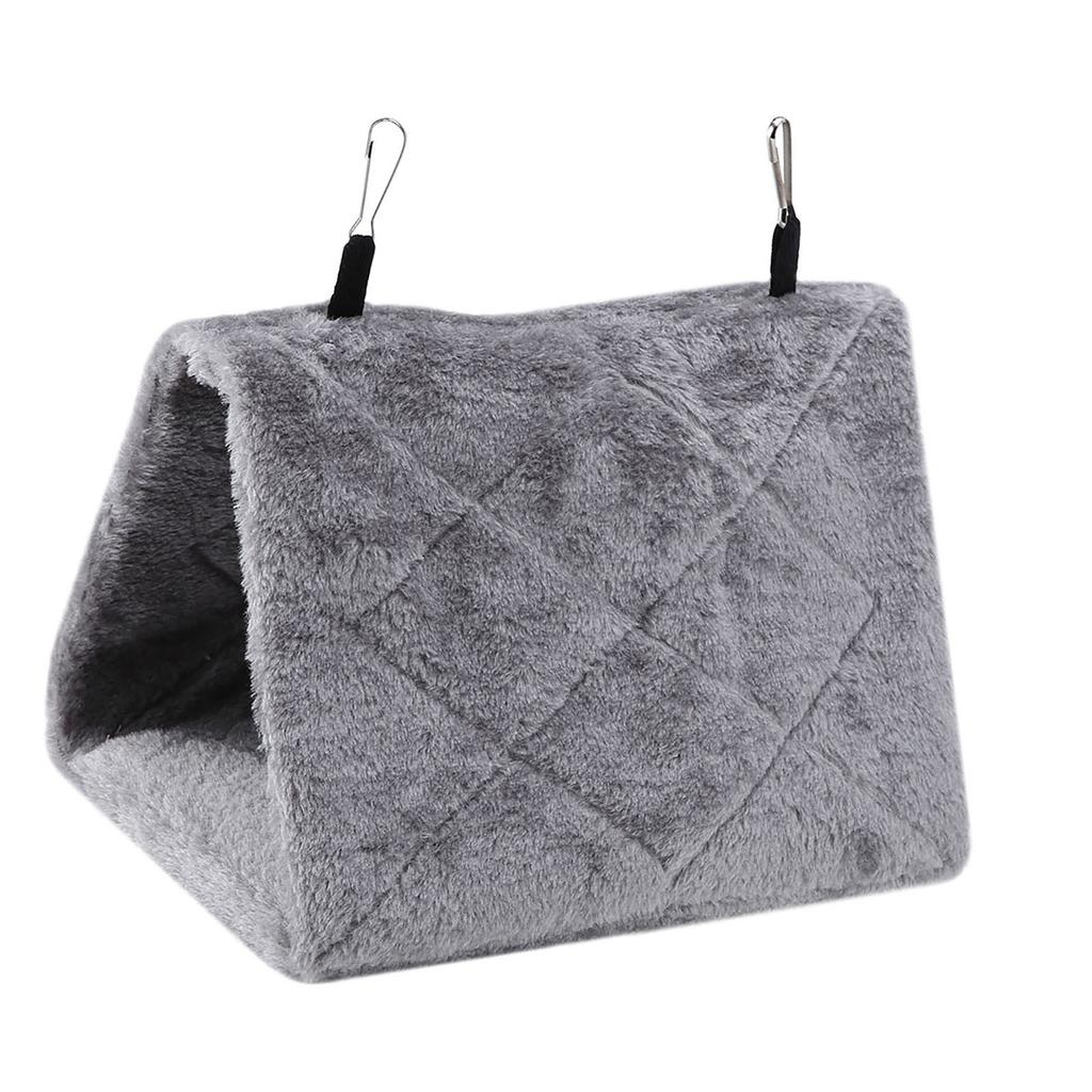 Mjuk Plysch Hängmatta Hängande Bur Tält För Fåglar Papegoja Vinter Varm Säng Husdjursleksak (Grå S)