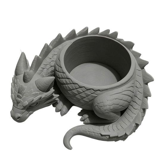 DYS 3D Printed Lying Dragon Flowerpot for Small Green Plants, Decorative Succulents Pot Ornament, Dark Style Figurine Home Office Desktop