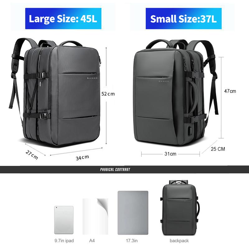 Aesthetic Men Business Backpack School Expandable USB Bag, Large Capacity 17.3 Laptop Waterproof Fashion Travel Backpack