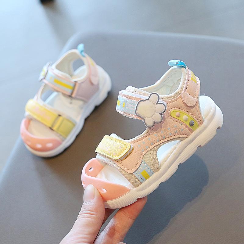 Fashion 2024 Summer New Children's Sandals Baby Toddler Shoes Girls Baotou Beach Shoes Soft Bottom Non-slip Boys Sports Sandals Leisure