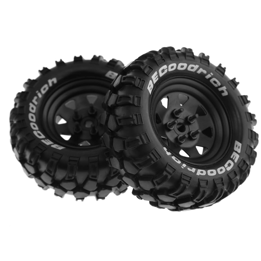 Buerjia Metal 1.9" Beadlock Wheels and Tires for 1:10 RC Crawler Cars, Replacement for Axial 10 90046 4 Redcat GEN8, Black