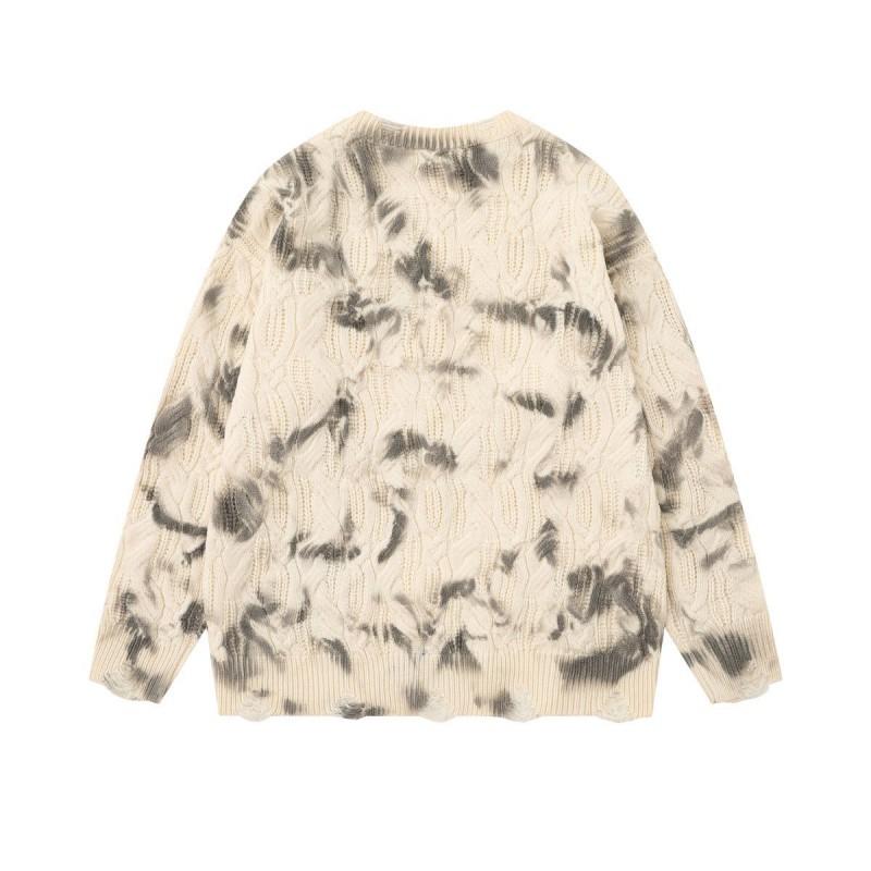 Oversized Knit Sweater Men Women - Vintage Tie Dye Fringe Soft Loose Fit Winter Casual Pullover