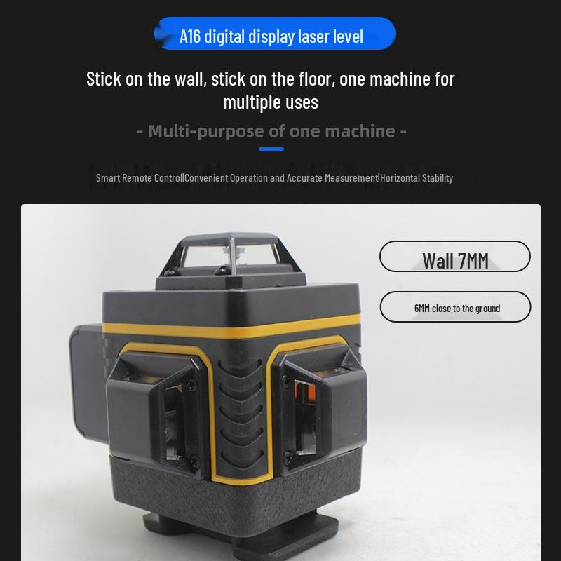 16-Line Portable Digital Laser Level for High-Precision Ground and Wall Leveling