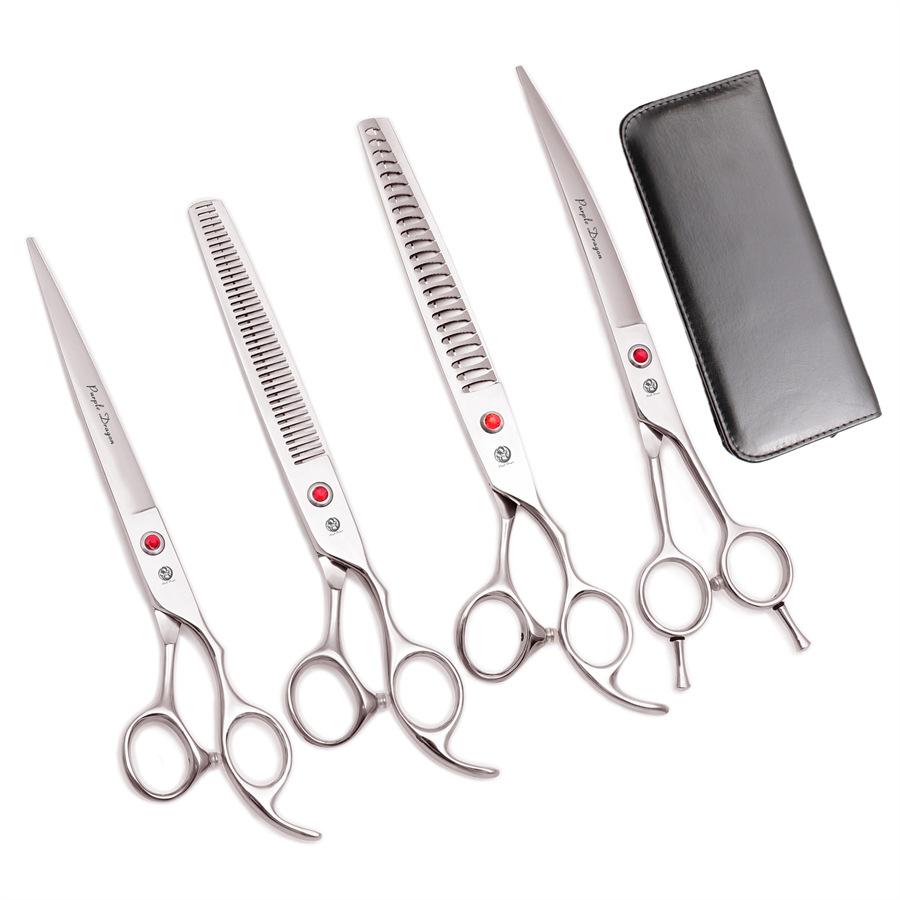 

8-Inch Pet Scissors 4 Sets, Straight And Flat Scissors, Fish Bone Teeth, Double Tails, Curved And Warped Scissors, Golden Retriever Dog Grooming Tools Z3005 (double tail)
