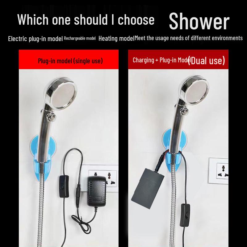 Portable Rechargeable Electric Shower Head for Dorms, Rentals, Outdoors