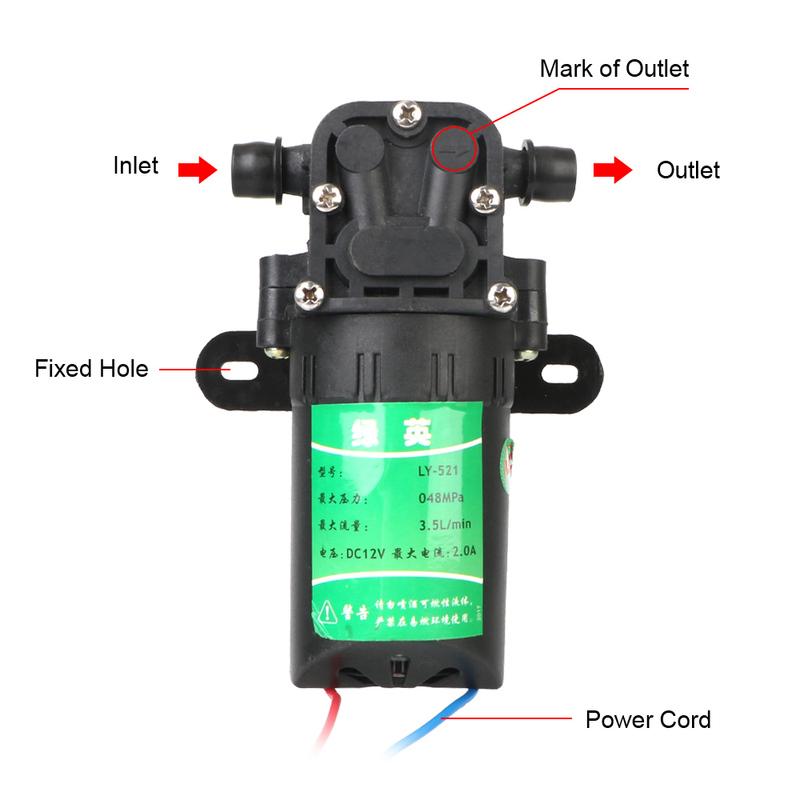 Agricultural Electric Water Pump Water Spray Car Wash 3.5L/min Micro High Pressure Diaphragm DC12V Sprayer Accessories