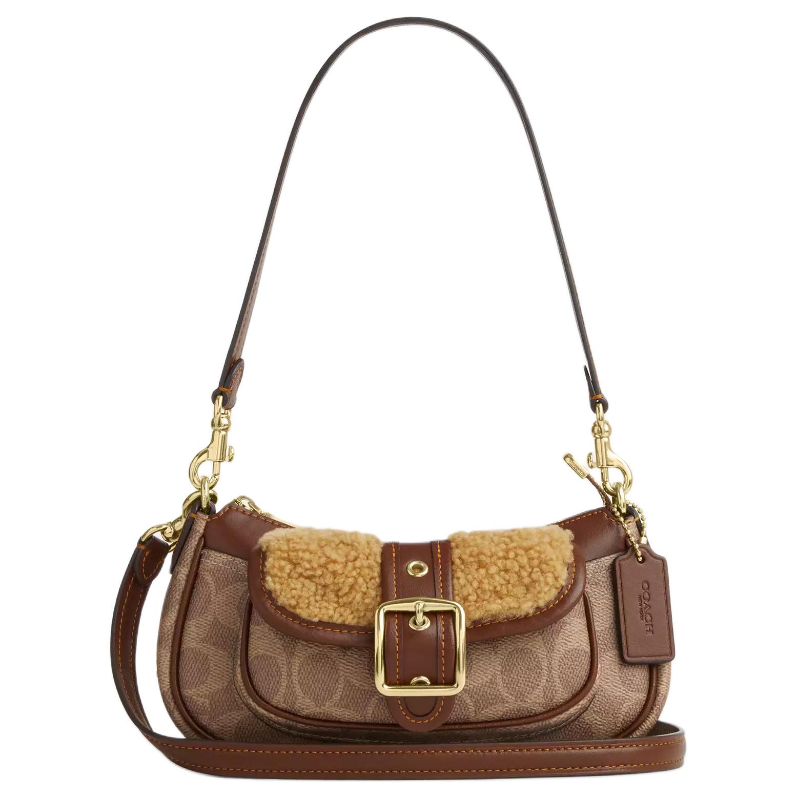 

Coach Ashton 20 Removable Shoulder Strap Top Zip Closure Coated Fabric Wool Smooth Leather Mini Shoulder Bag Women shoulder bag CDB13-IMYMX Basic Set (Bag+Dust Bag)