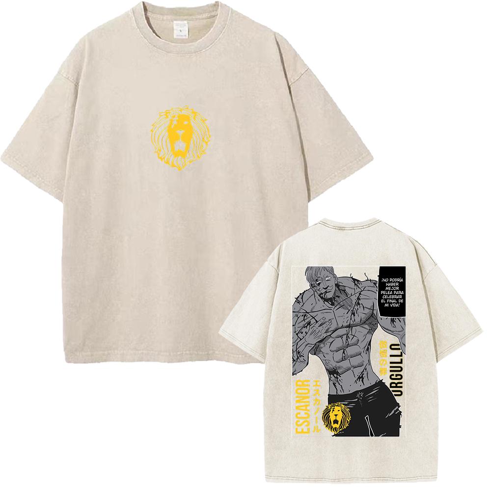 

Escanor The Seven Deadly Sins Tshirt Manga Graphic Vintage Washed Oversized T Shirt Men Women Clothing Cotton Short Sleeve Tee S