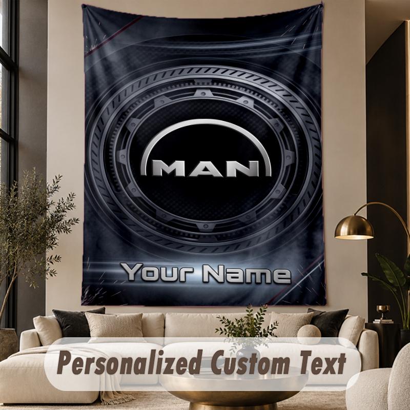 Custom Text Tapestry MAN Truck Print Wall Tapestry Indoor Living Room Wall Decor