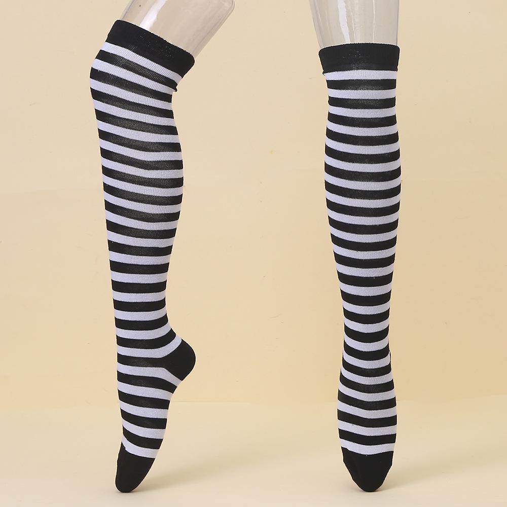 European & American Halloween Christmas Striped Over-the-Knee Socks for Women's Cosplay