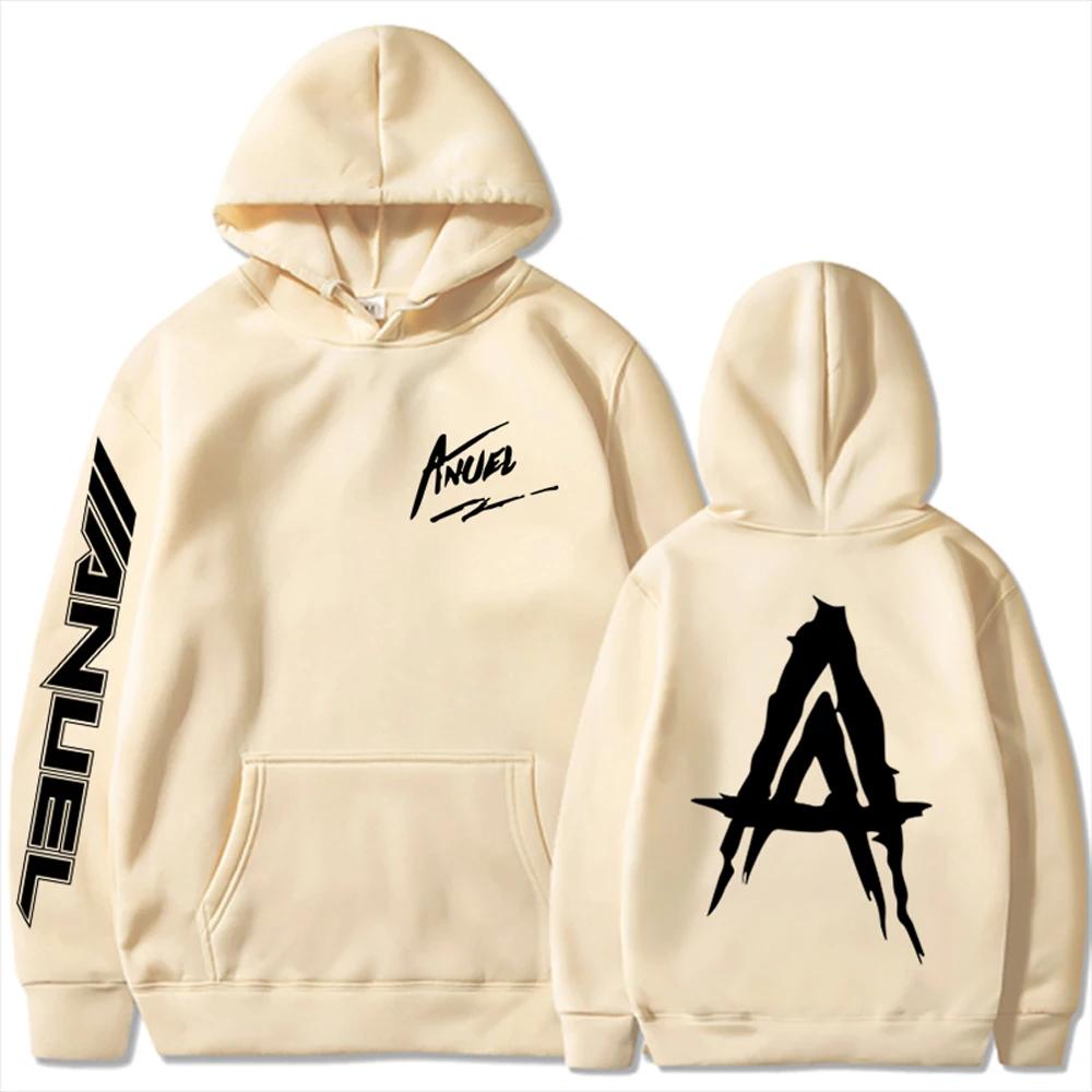 Anuel AA Hoodies Autumn Fleece Hoodie Men's Anuel AA Real Hasta La Muerte Printed Sweatshirts Rapper Loose Pullover Streetwear