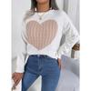 Women's Sweatshirt Autumn/Winter Cable-Knit Heart-Pattern Long-Sleeved Pullover Valentine's Day Ladies' Knitwear