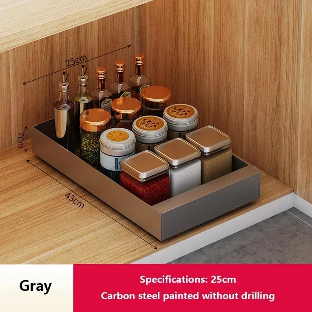 1Pc Kitchen Pull Out Organizer Cabinet Organizer Retractable Storage Rack No Drill Shelves Adjustable Seasoning Bottle Shelf 8800₽