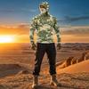 Men's Casual Raglan Sleeve Hooded Long Sleeve Sun Protection Shirt Camouflage Print Lightweight Breathable Outdoor Top