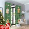 2pcs 2D Flat Printing Merry Christmas Popular Window Curtains Christmas Gingerbread Houses Candy Canes 100% Polyester Fabric