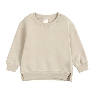 Winter Boy And Girls Round Neck Pullovers For Kids Solid Color Plush Baby Tops