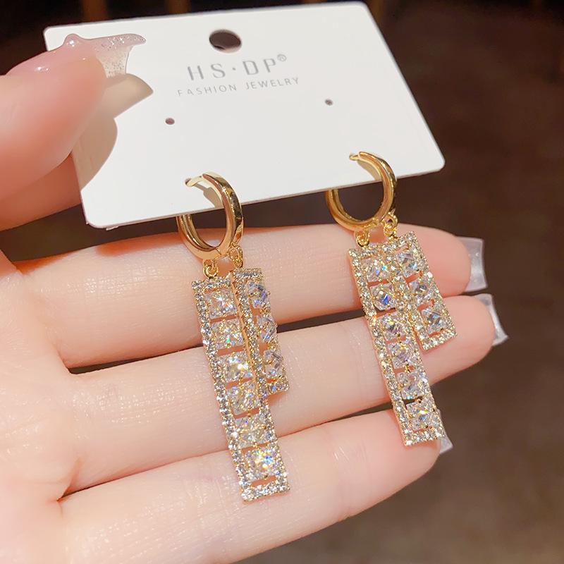 Elegant Geometric Zircon Tassel Ear Cuffs - Niche Design, Versatile Earrings