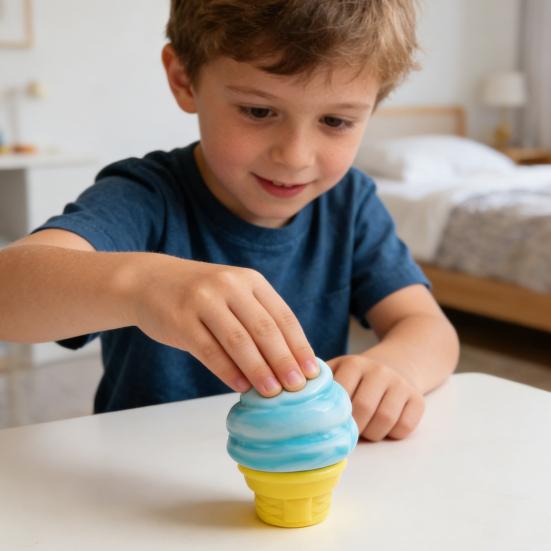 Mini Ice Cream Cone Squeeze Toy Cute TPR Stress Relief Fidget for Kids Adults Soft Slow-Rising Decompression Gadget for Anxiety Boredom Novelty Party